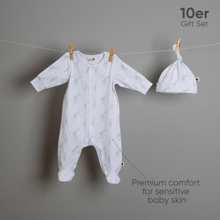 Produktbild TotsTale Premium 10-teiliges Geschenkset aus Bio-Baumwolle – Erstausstattung für Neugeborene (50, 56, 62, 68)