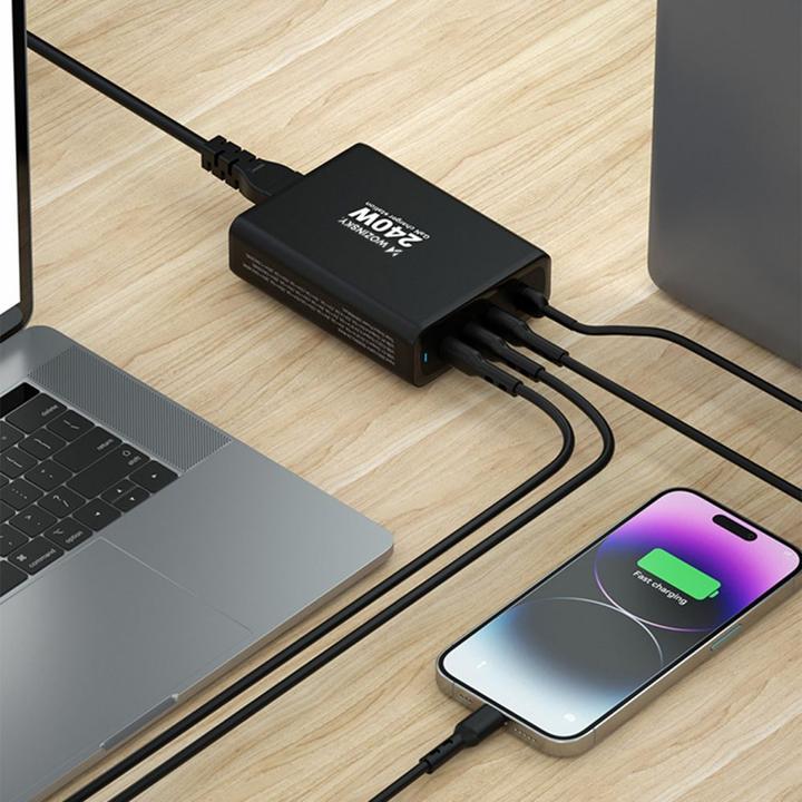 Image du produit Wozinsky WGCSB 240W GaN chargeur mural USB-A / 3 x USB-C - noir (240 W)