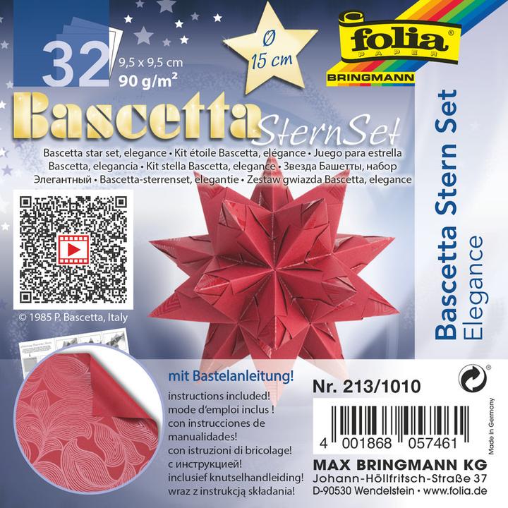 Immagine prodotto Folia Bringmann Bascetta Star Set 9,5x9,5cm rosso, 32 fogli