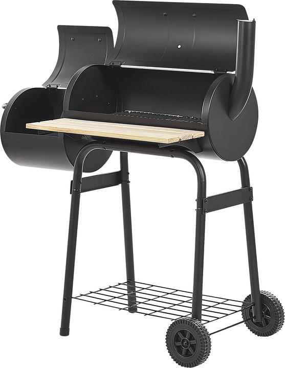 Produktbild Beliani Holzkohlegrill mit Räucherkammer schwarz rollbar SATAH (31 cm)