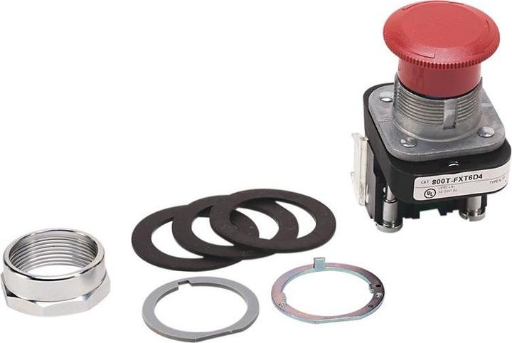 Image du produit Allen Bradley Interrupteur à tirette Déclenchement par rotation Bouton-poussoir coup de poing Rouge à tirette