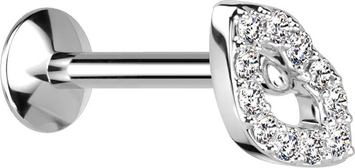 Actual product image Star Piercing Micro Threadless UFO Labret silver Mouth silver Crystals silver (Brass, Surgical steel 316L)