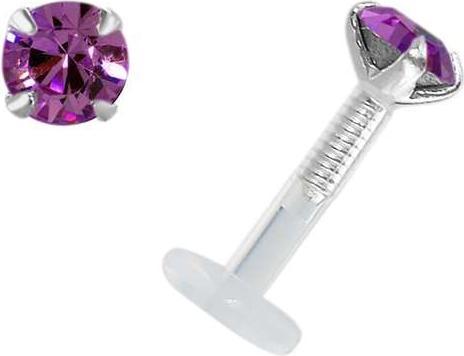 Actual product image Bijouteria Piercing for lip/Tragus (Bioplastic, Silver 925, Swarovski Crystal)