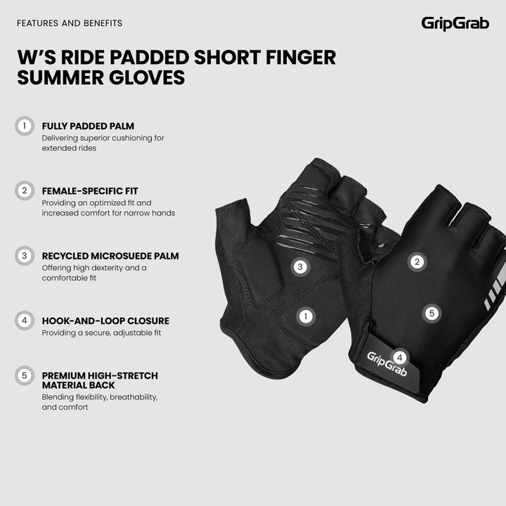 Produktbild GripGrab W's RIDE Padded Short Finger Summer Gloves (L)