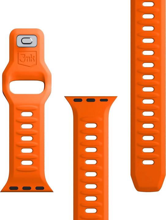 Actual product image 3MK Silicone Watch Strap pomarańczowy/ orange dla Apple Watch 42/44/45/49mm (Silicone, Stainless steel)