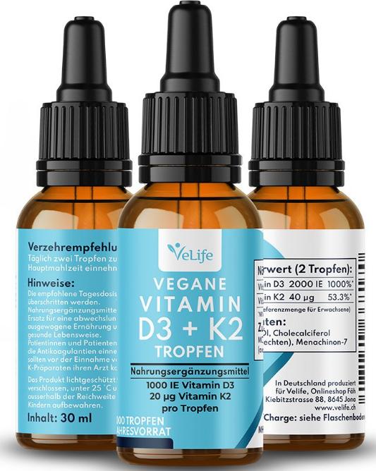 Produktbild VeLife D3 K2 vegan Tropfen (1 Stück, Tropfen, 83 g)