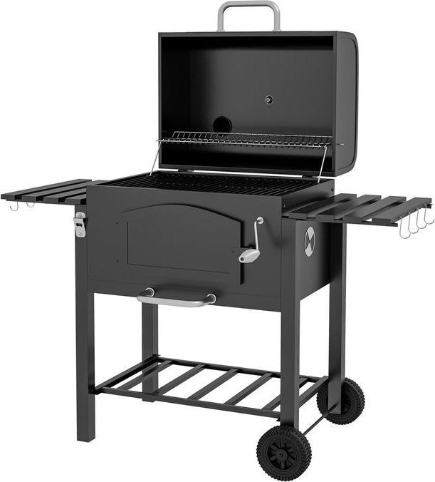 Image du produit Swisshandel24 Barbecue au charbon de bois BBQ Barbecue de jardin avec couvercle, étagères, fumoir, plaque (54 cm)