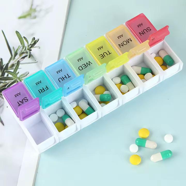 Actual product image Cbx Tablettenbox, Pillenbox 7 Tage - Morgen und Abend Rainbow