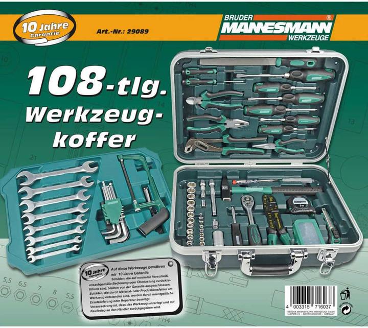 Productafbeelding Mannesmann DIY gereedschapskist beste (108 onderdelen)
