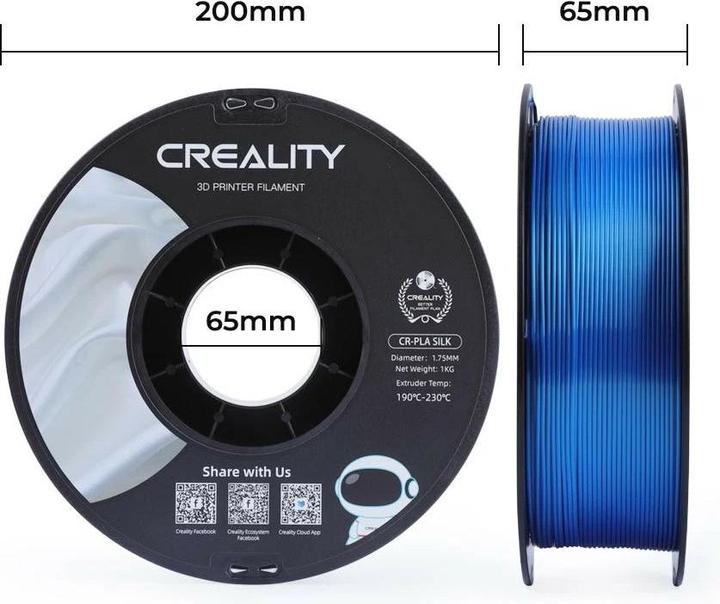 Actual product image Creality Filament PLA Silk (PLA, 1.75 mm, 1000 g, Blue)