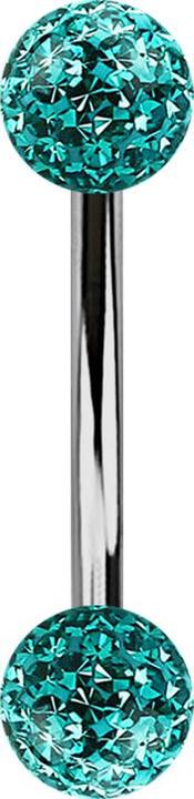 Produktbild Star Piercing Banane silber mit zwei Kristallkugeln türkis Epoxy Schutzschicht (ohne Messing, Titan G23)