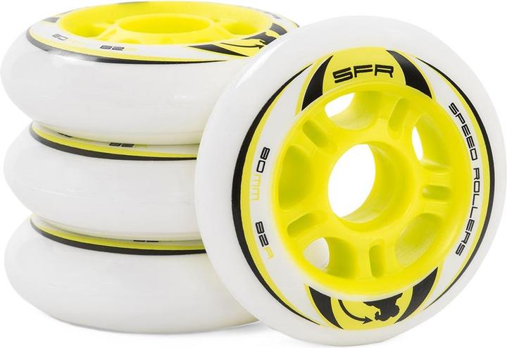 Actual product image Sfr Inline Skate Wheels Blanc / Jaune 2023 (80 mm)