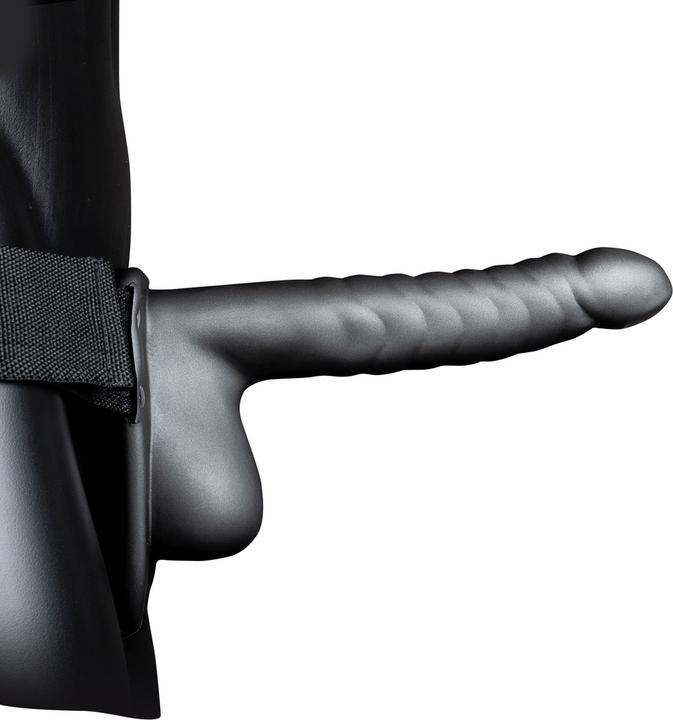 Image du produit Ouch! Ribbed Hollow Strap-on with Balls - 8" / 21 cm