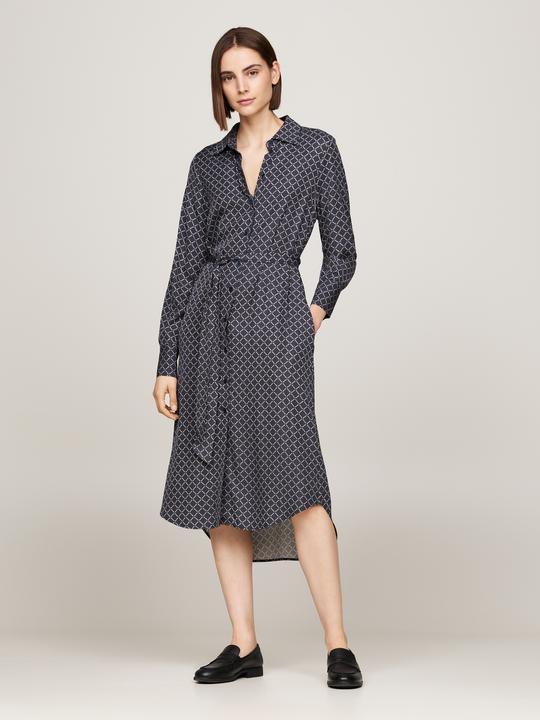 Immagine prodotto Tommy Hilfiger Diamond Monotype Dames Jurk Viscose - Blauw - Maat 40 (40)