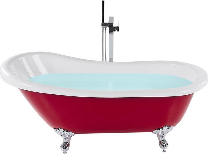 Produktbild Beliani Badewanne freistehend rot oval 170 x 76 cm CAYMAN (246 l, 76 cm)