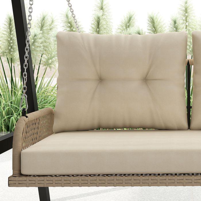 Actual product image Swisshandel24 2-Sitzer Hollywoodschaukel Rattan, bis 240 kg, 115x66x44 cm Beige