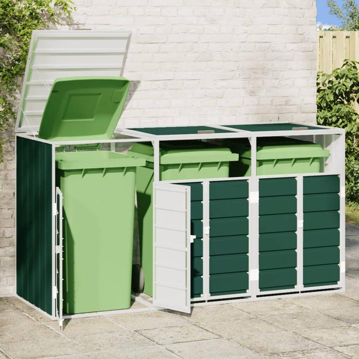 Produktbild VidaXL Mülltonnenbox für 3 Tonnen Grün 216x81x115 cm Stahl