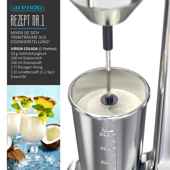 Produktbild Arendo Drink Mixer - Eiweiss Shaker - Getränkemixer - elektrischer Standmixer - Fitness Protein Drinks (100 W)