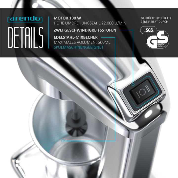 Produktbild Arendo Drink Mixer - Eiweiss Shaker - Getränkemixer - elektrischer Standmixer - Fitness Protein Drinks (100 W)