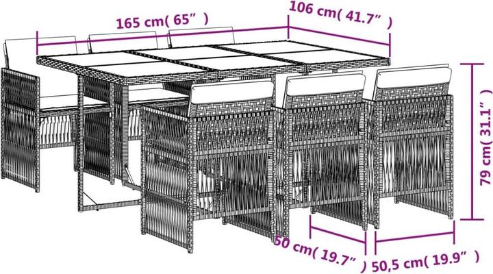Immagine prodotto VidaXL Mobili da giardino set da pranzo set da giardino 7 pezzi beige mix poly rattan (165 cm)