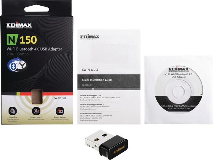 Actual product image edimax N150 Wi-Fi Bluetooth 4.0 Nano USB adapter (USB 2.0)
