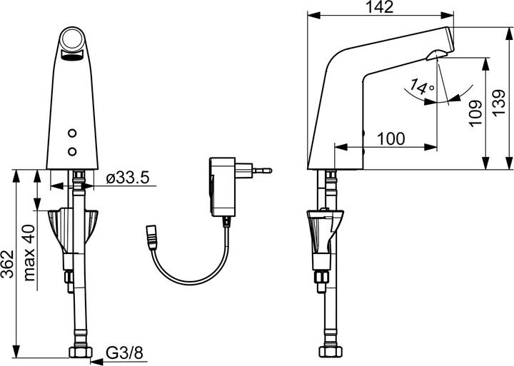 Produktbild Hansa Hansadesigno Style Waschtischarmatur, berührungslos, Kalt- oder Mischwasser, Bluetooth, Ausla