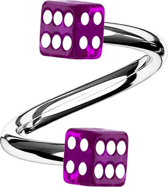 Image du produit Star Piercing Micro Spirale silber mit zwei Würfel violett transparent (Acier chirurgical 316L, sans laiton, Acrylique)