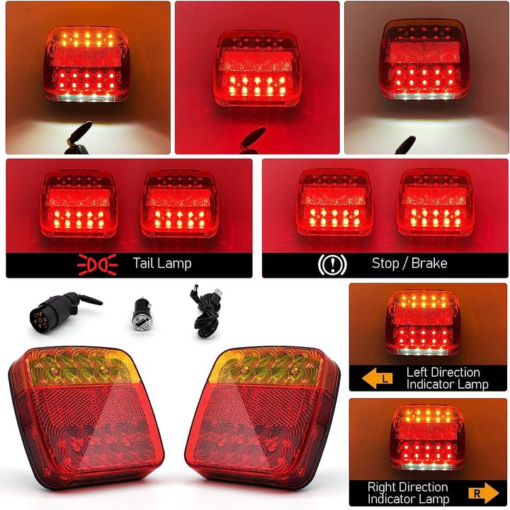 Produktbild Dinfu Kabellose LED Anhänger Rückleuchten, 12-24V