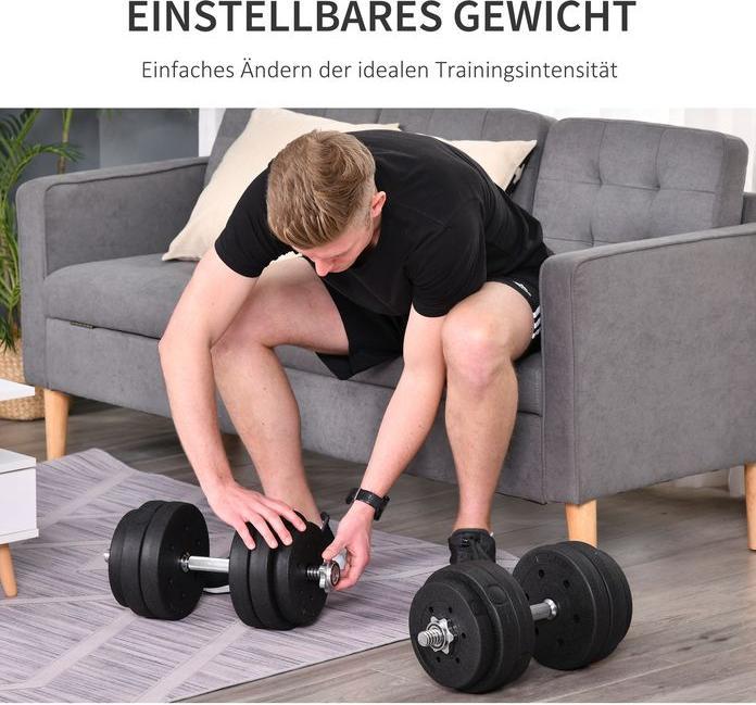Produktbild Swisshandel24 Kurzhantel Set 30KG Hantelset mit Hantelscheiben für Zuhause Büro Fitnessstudio Stahl PU Schwarz Kra