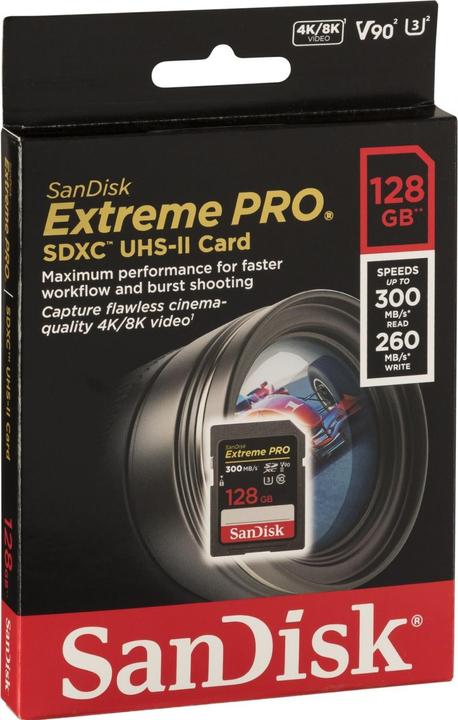 Produktbild SanDisk Extreme Pro (128 GB, SDXC, U3, UHS-II)