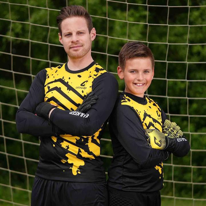 Actual product image Catch & Keep Jersey Protection Goalkeeper Jersey Size S Yellow-Black Football Goalkeeper Shirt Top (S)