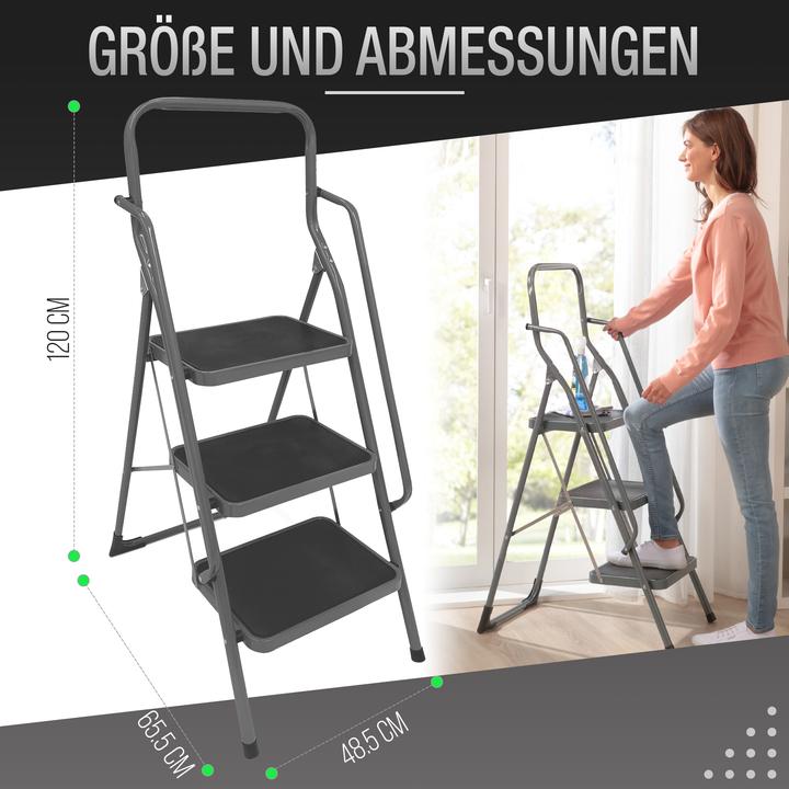 Immagine prodotto Aktivshop Scala di sicurezza "a 3 o 4 gradini" con corrimano (Ponteggio, 46 cm)