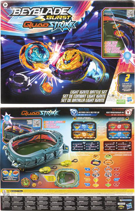 Actual product image Hasbro Beyblade Burst QuadStrike Light Ignite Beyblade Stadium Battle Set (German, French, Italian, English, Dutch, Swedish, Norwegian, Polish)