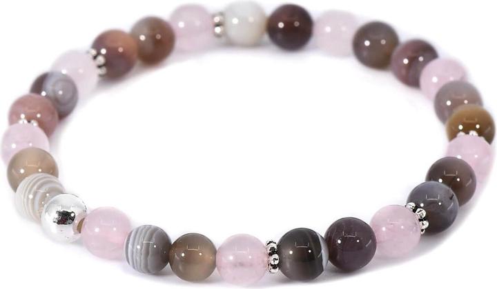 Immagine prodotto Balibay Abelia (18 cm, Agata, Pietra preziosa, Cristallo di rocca, Argento 925, Quarzo rosa)