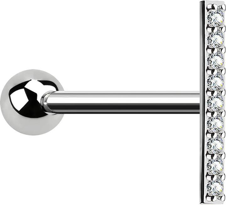 Image du produit Star Piercing Micro Barbell silber Balken mit Kristall (Acier chirurgical 316L, Laiton)