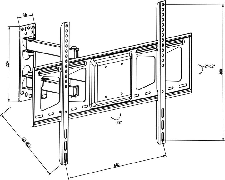 Image du produit tectake Support mural pour TV (Mur, 60", 60 kg)