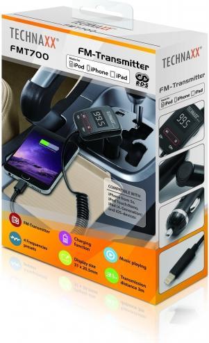 Produktbild Technaxx FM-T700 Transmitter int. Lightning Kabel, 12-24V,LCD Display (FM)
