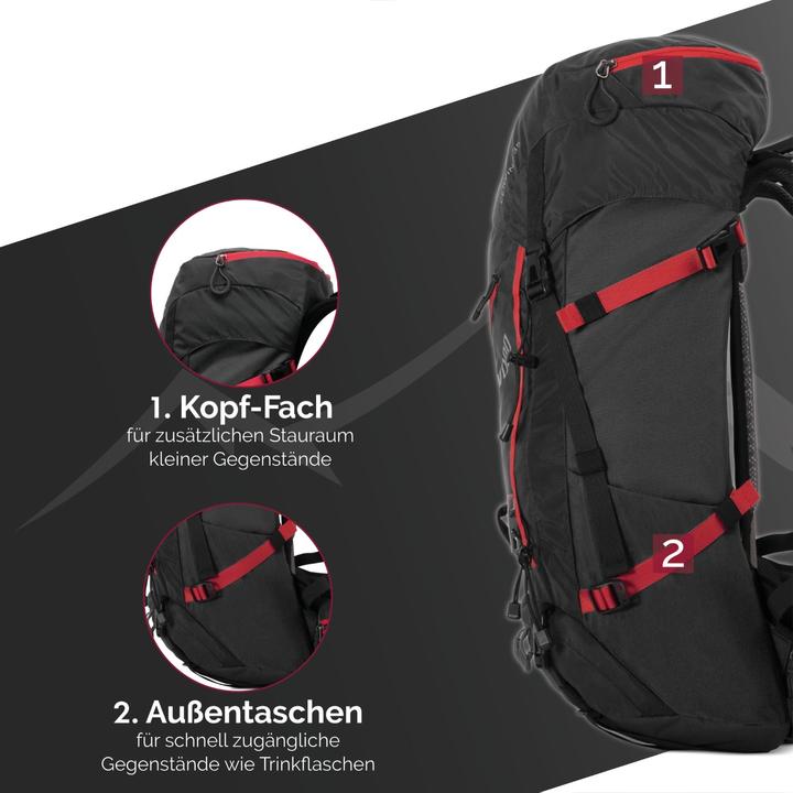 Actual product image Steinwood Wanderrucksack 35L - Wasserabweisend, mit Regenschutz & Rückenbelüftung (36 l)