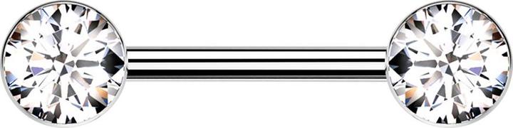 Produktbild Star Piercing Barbell Threadless silber mit zwei Halbkugeln silber Kristall silber (ohne Messing, Titan G23)