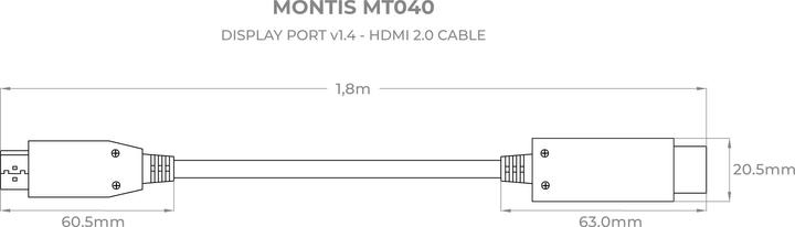 Image du produit Montiss Câble Montis DisplayPort v1.4 - HDMI v2.0 MT040 1 8 m noir argenté (1.80 m, DisplayPort)