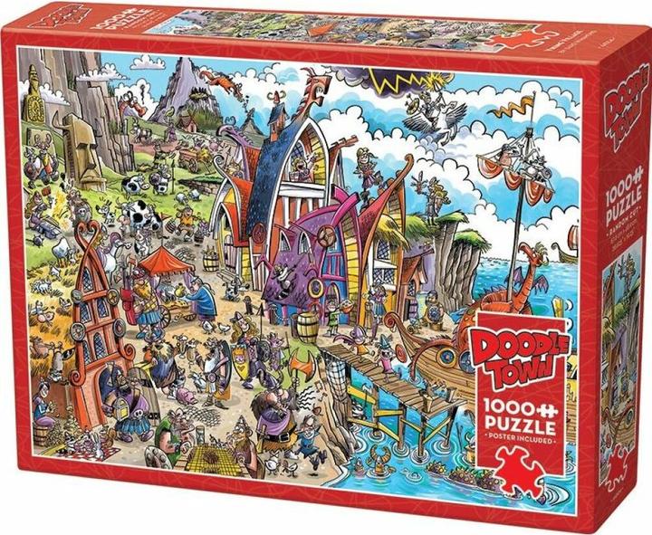 Image du produit Cobble Hill Puzzle 1000 pièces DoodleTown : Viking Village (1000 pièces)