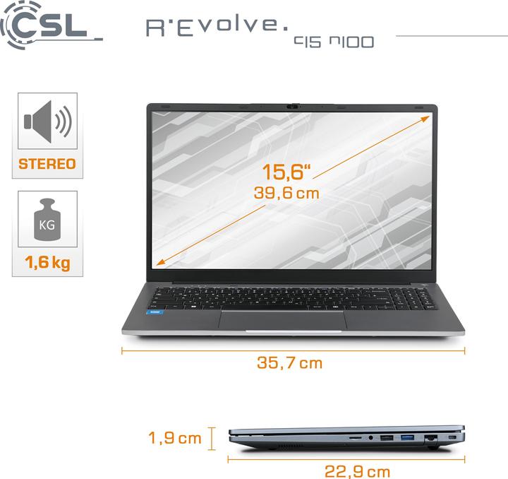 Immagine prodotto CSL Notebook R'Evolve C15 v4 16GB 1000GB Windows 11 Home (15.60", Intel N100, 16 GB, 1000 GB, DE)