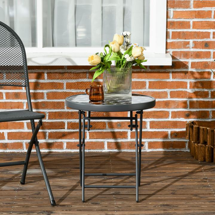 Image du produit Outsunny Table d'appoint ronde avec fonction de pliage
