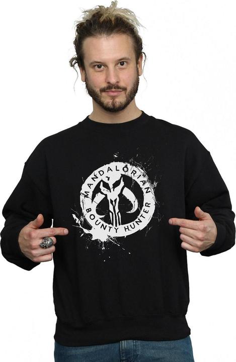 Actual product image Star Wars Mens The Mandalorian Bounty Hunter Splatter Skull Sweatshirt (4XL)