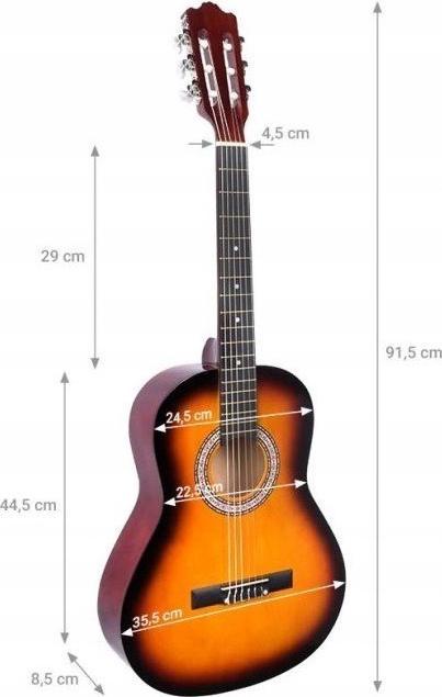 Actual product image NN BD 36 - Gitara klasyczna 3/4 do nauki dla dzieci SUNBURST (Classical guitar, Lime wood, Meranti)