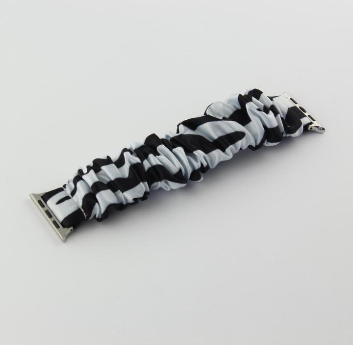Produktbild PhoneLook Scrunchies Armband schwarze Linien weiss 38mm / 40mm / 41mm (41 mm, 38 mm, 40 mm, Stoff)