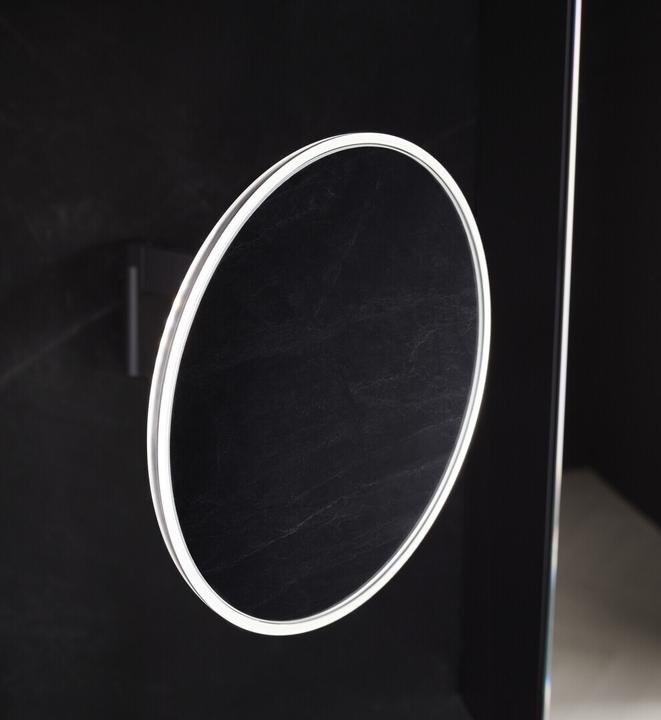Actual product image Emco LED shaving/cosmetic mirror EVO round, wall model, 2-arm 3-fold black