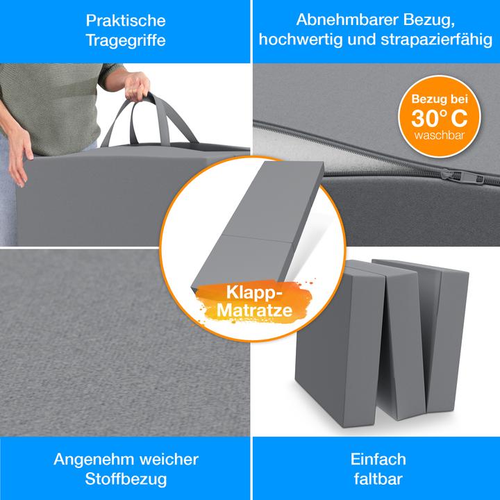 Immagine prodotto Bestschlaf Materasso pieghevole con copertura e borsa per il trasporto (90 x 200 cm, Nucleo di schiuma)