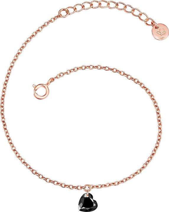 Actual product image Glanzstücke München Ladies Heart Sterling Silver Spinel Rose Gold 17.0 cm Basic Length + 4.0 cm Extension - 32416 (17 cm, Sterling Silver)