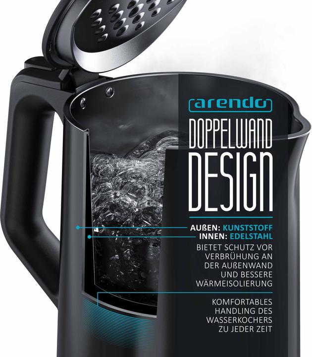 Actual product image Arendo Kettle, stainless steel Kettle with display and temperature selection AESTHET 1,5L (1.50 l)